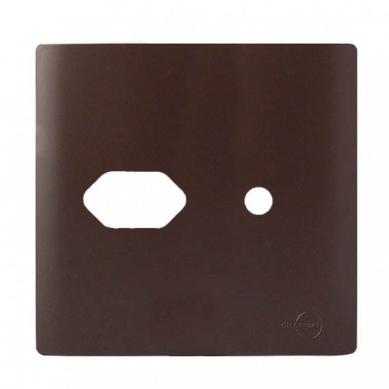 Placa p/ 1 Tomada + furo 4x4 - Novara Marrom Fosco Placa p/ 1 Tomada + furo 4x4 - Novara Marrom Fosco